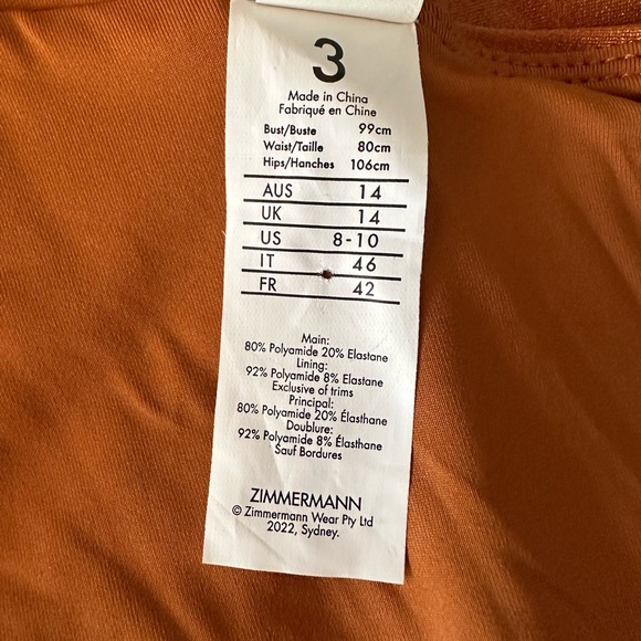 Zimmerman Asymmetrical One piece Swimsuit Size 3 - Picture 9 of 10